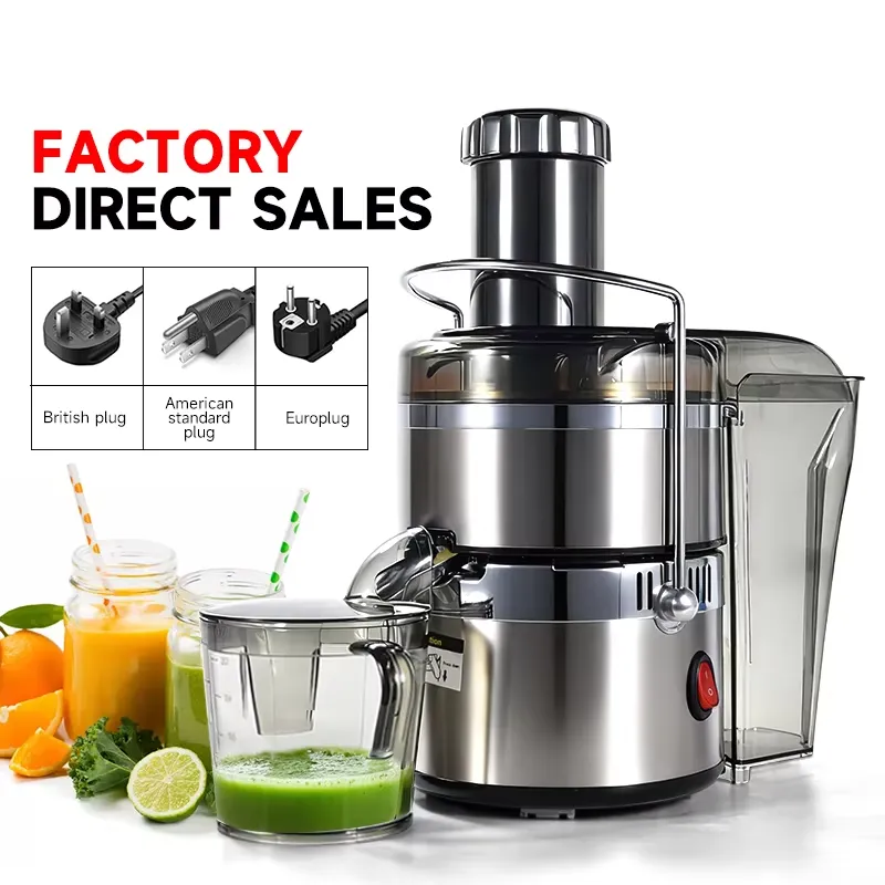 Electric Slow Juicer Cold Press - MOSEENER 電動ステンレス製スロージューサー、自動パルプ排出機能付き、大口径設計、家庭用