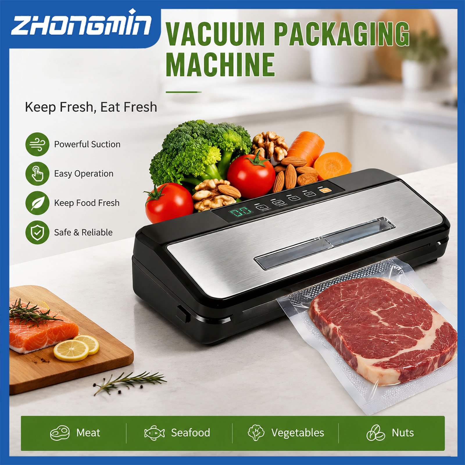ZM-VS6608X 多機能真空シーラー 110V 自動食品 - Food Vacuum Sealer Machine のレビューと価格