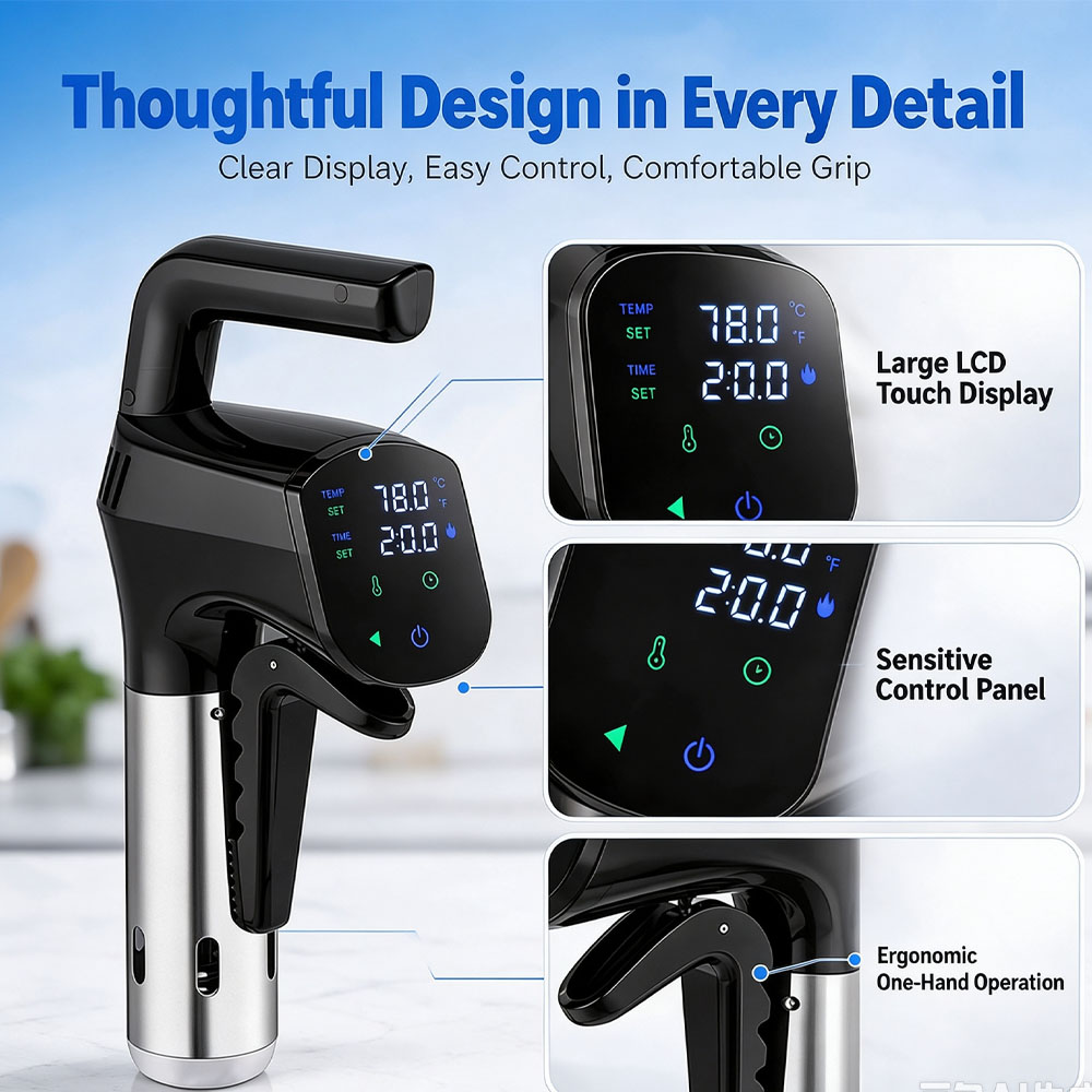 Wi-Fi対応の真空調理器 1800W、水中循環式、IPX7 - Digital Sous Vide Precision Cooker のレビューと価格